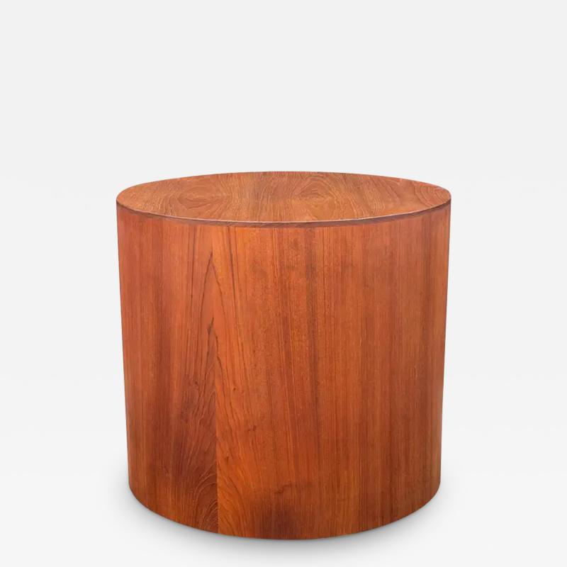Mid Century Danish Modern Round Circular Teak Drum Table as Side or Coffee Table