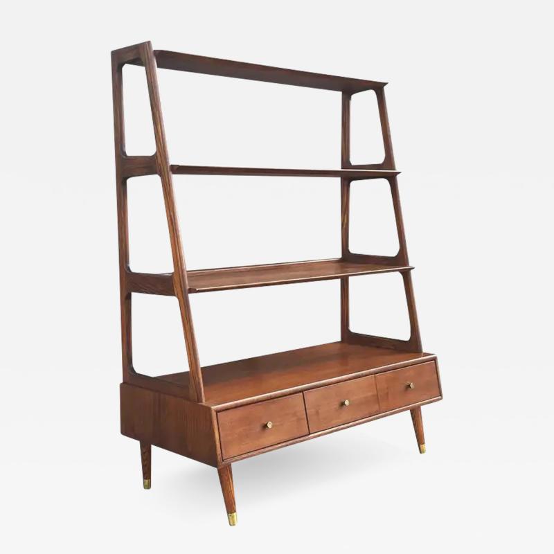 Mid Century Danish Modern Shelving Unit Cabinet or Bookcase in Walnut