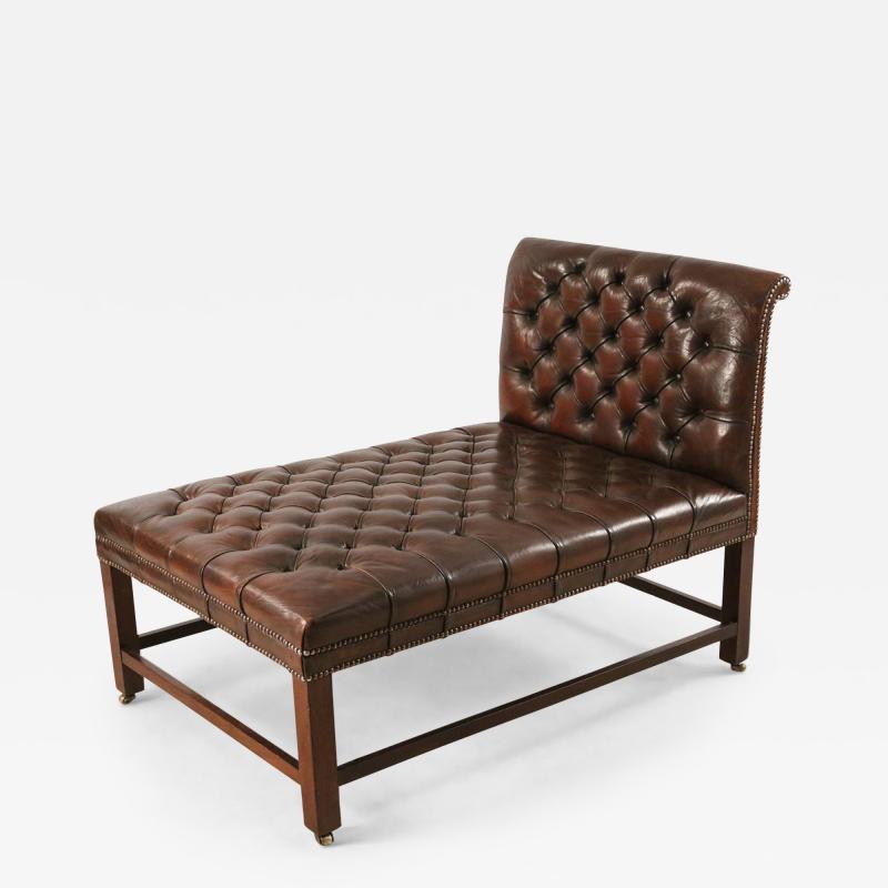 Mid Century Dark Brown Tufted Leather Psychiatrist Couch