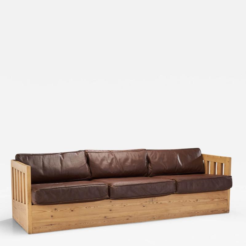Mid Century European Pine Wood Sofa Europe ca 1950s
