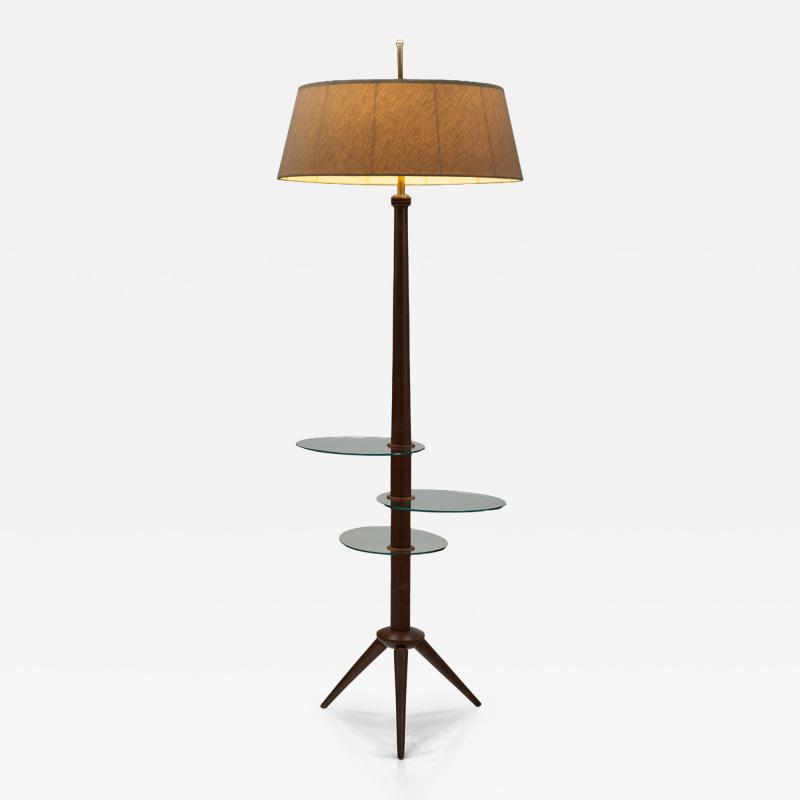 Mid Century Floor Lamp with Three Glass Shelves Europe ca 1960s