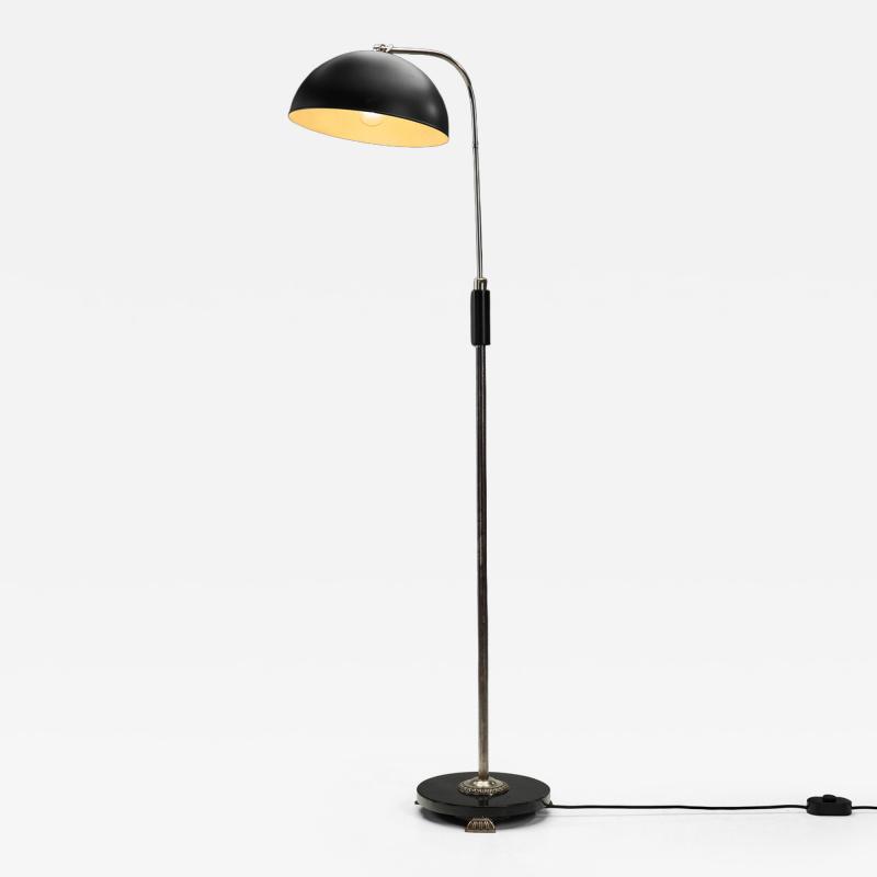 Mid Century Floor Lamp with Wooden Base Europe ca 1950s