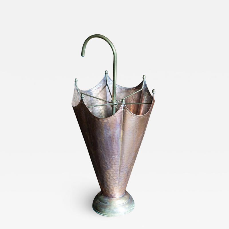 Mid Century French Copper Brass Umbrella stand