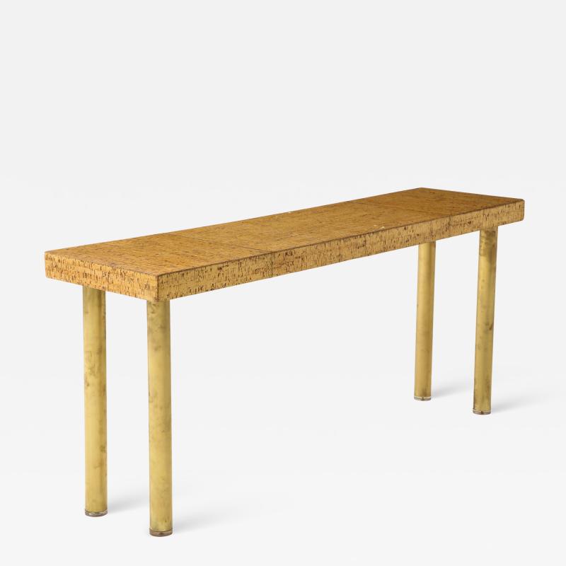 Mid Century French Cork Brass Console Table