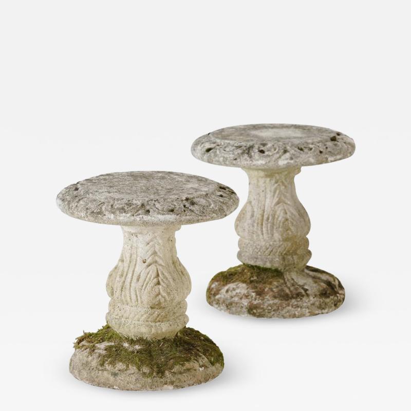Mid Century French Pair Of Cement Garden Stools