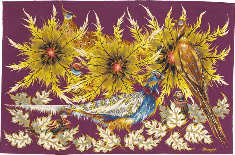 Mid Century French Tapestry 4 11 x 7 4 