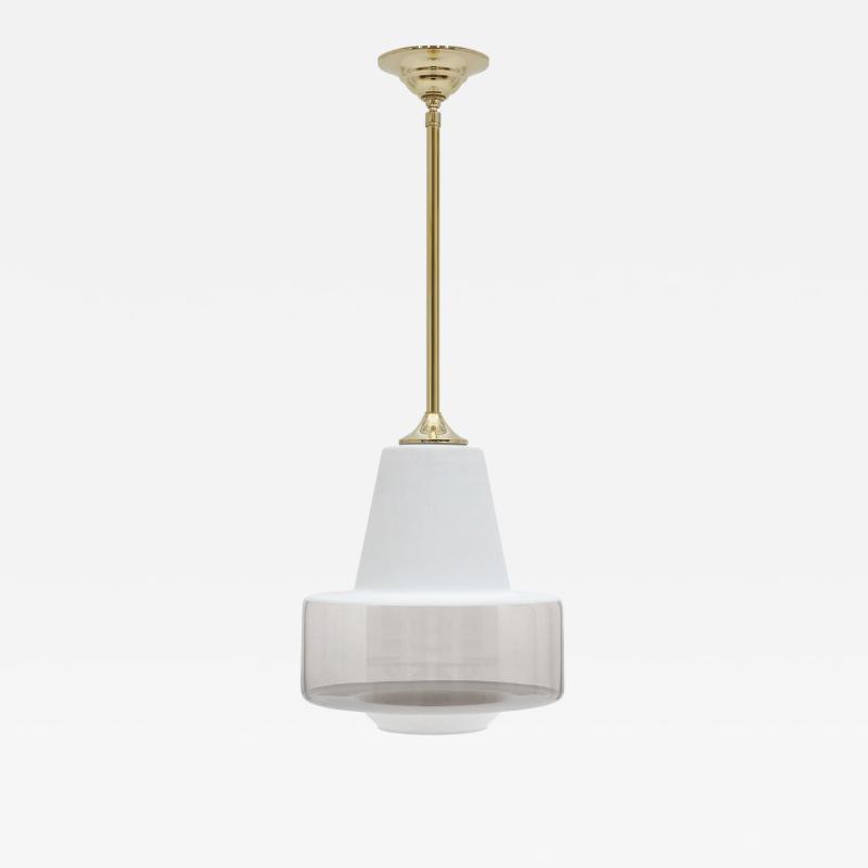 Mid Century Frosted and Clear Glass Pendant Light