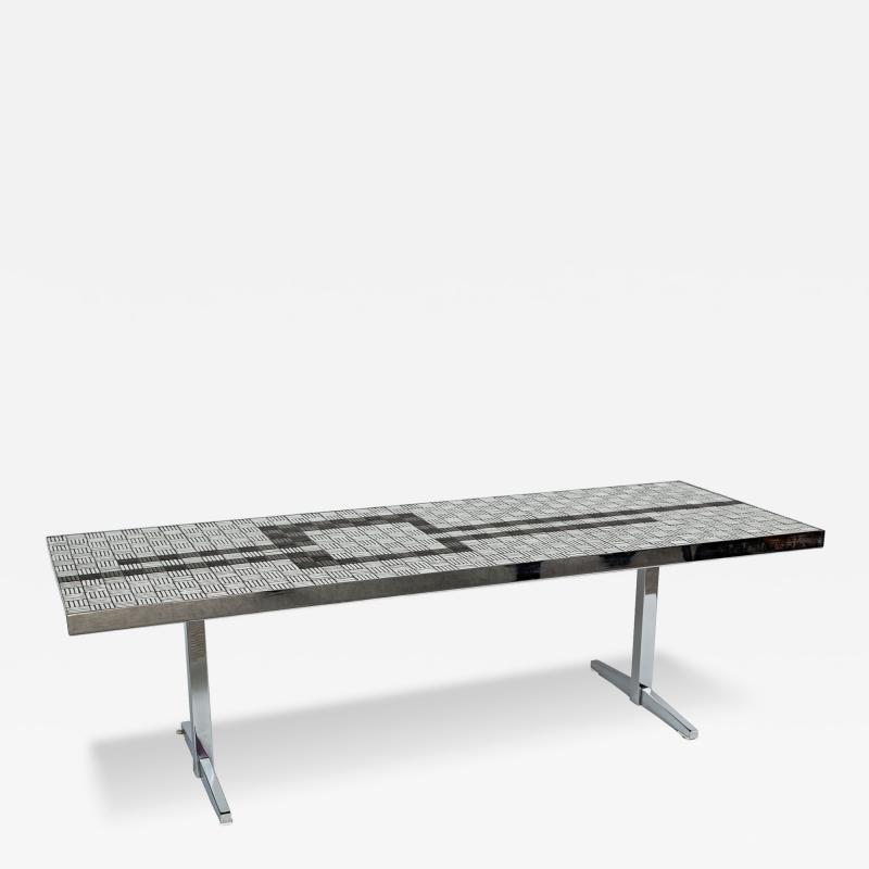 Mid Century German Mosaic Nickel Low Table