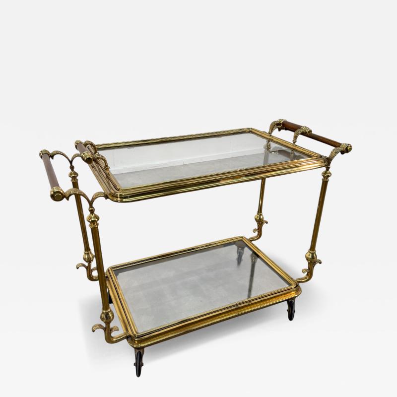 Mid Century Gilt Brass Bar Cart circa 1960s