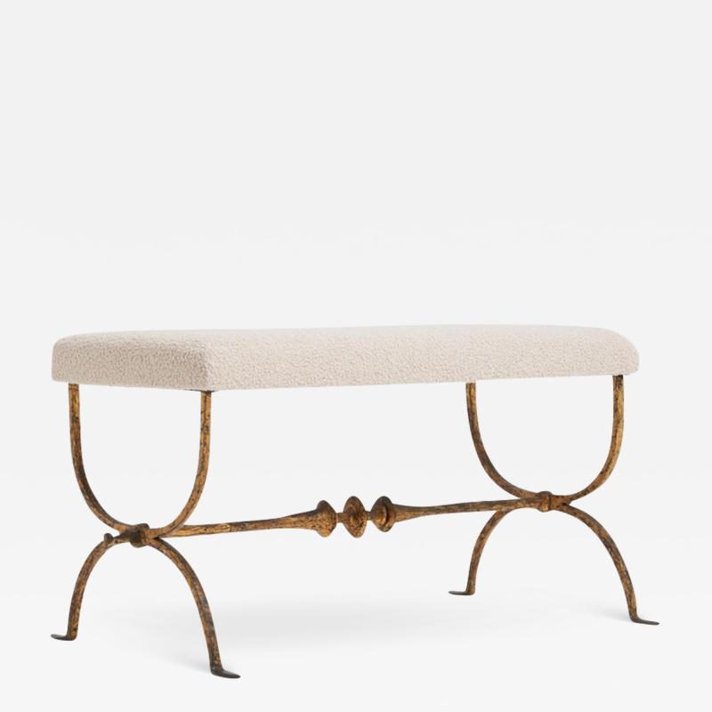 Mid Century Gilt Iron Long Stool