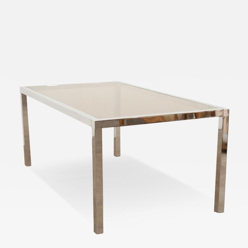 Mid Century Glass Chrome Dining Table