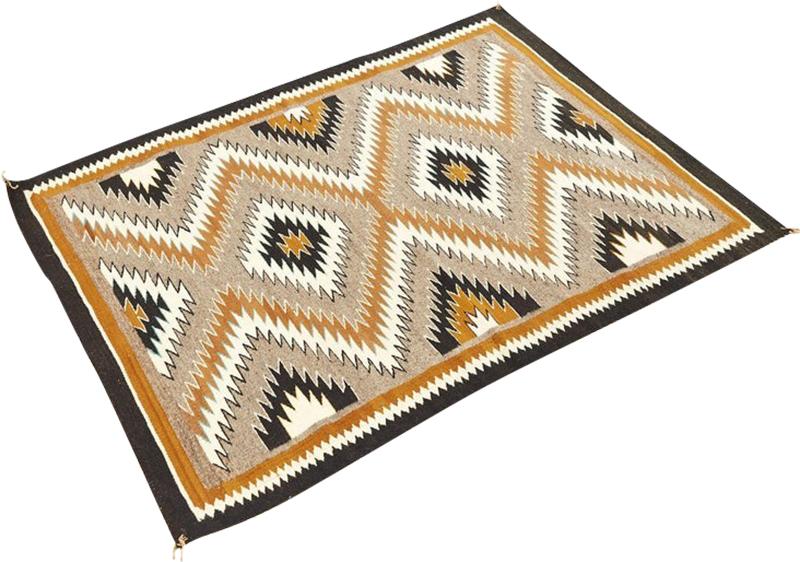 Mid Century Gray and Brown Flatweave Wool Rug