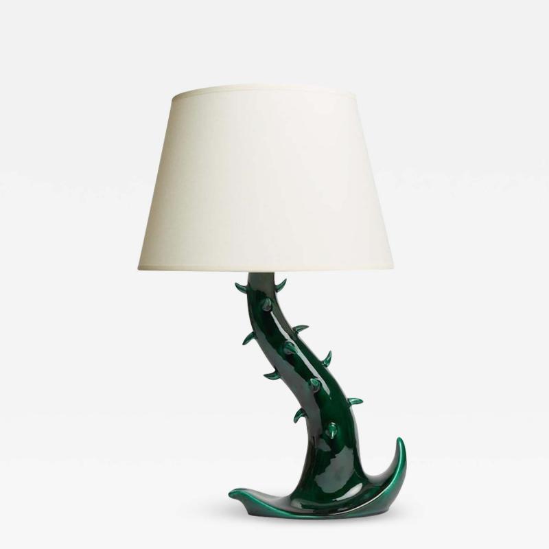 MidCentury Green Ceramic Table Lamp
