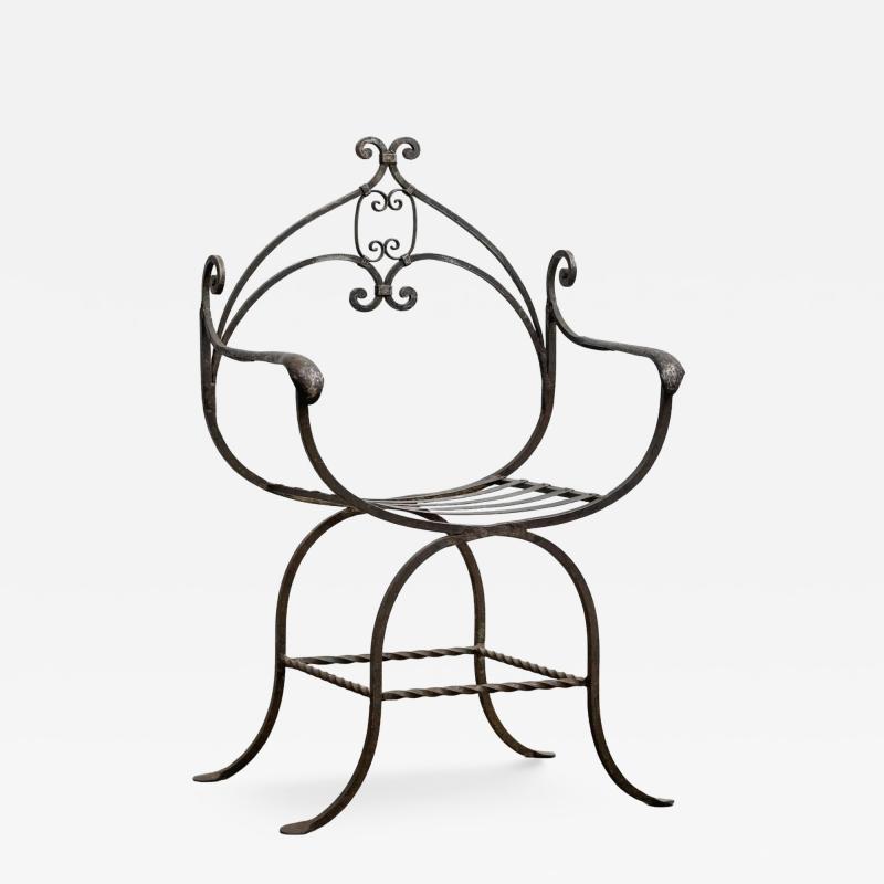Mid Century Iron Savonarola Chair