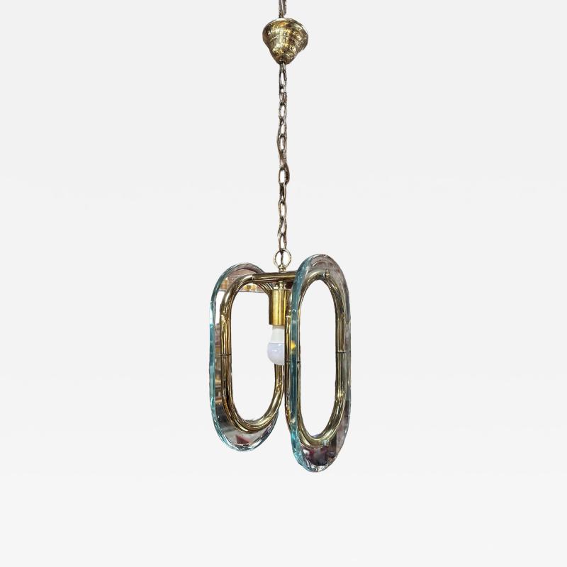 Mid Century Italian Brass and Glass Pendant 1970s