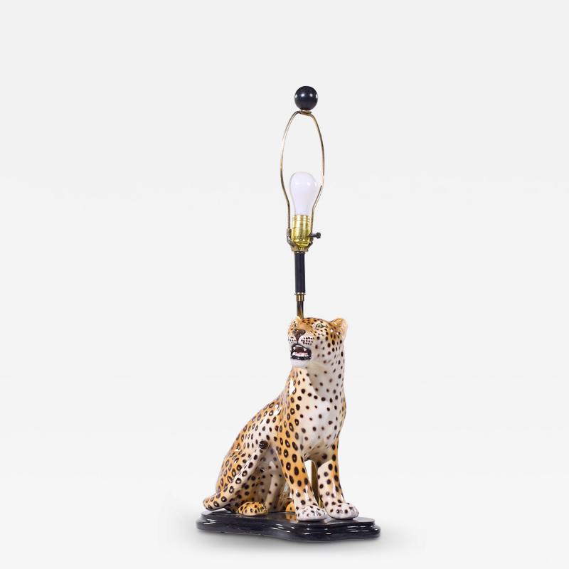 Mid Century Italian Ceramic Leopard Lamp
