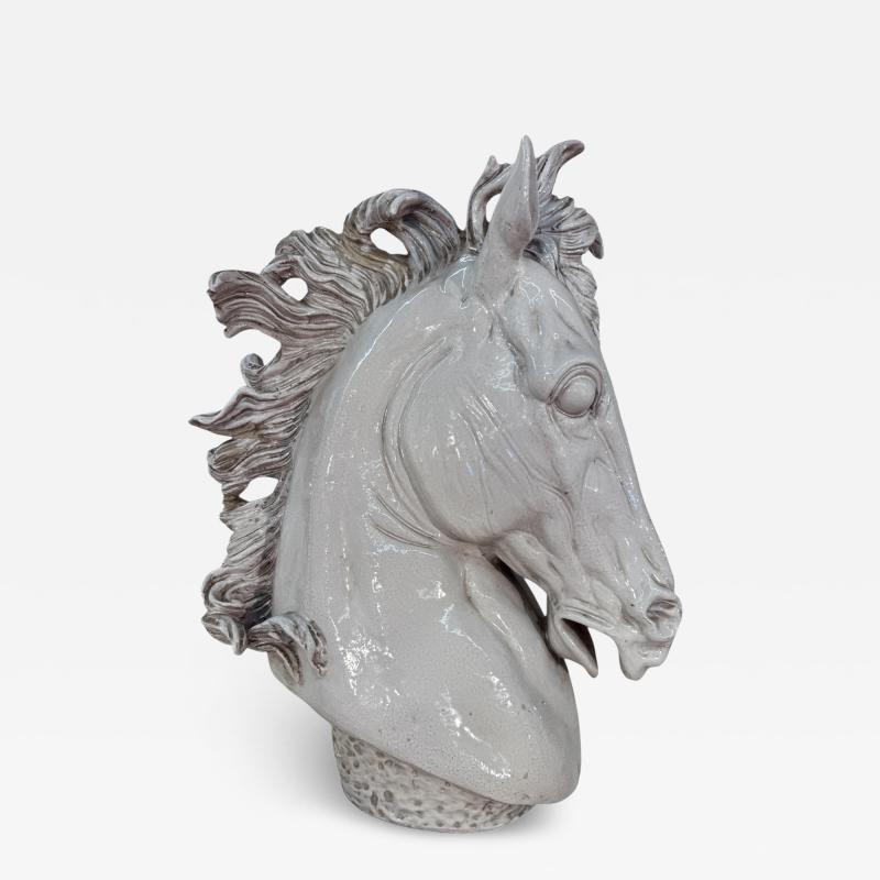 Mid Century Italian Glazed Ceramic Horse Bust