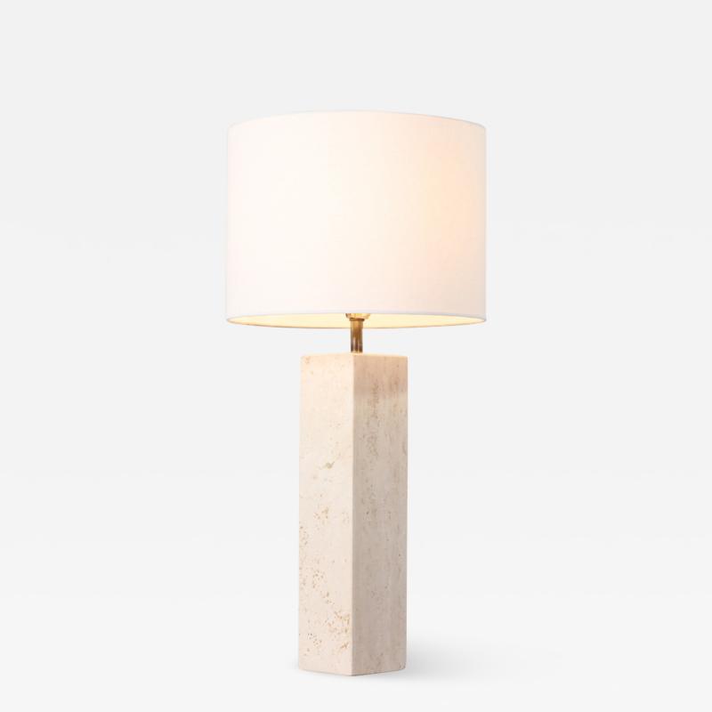 Mid Century Italian Modern Travertine Stone Table Lamp