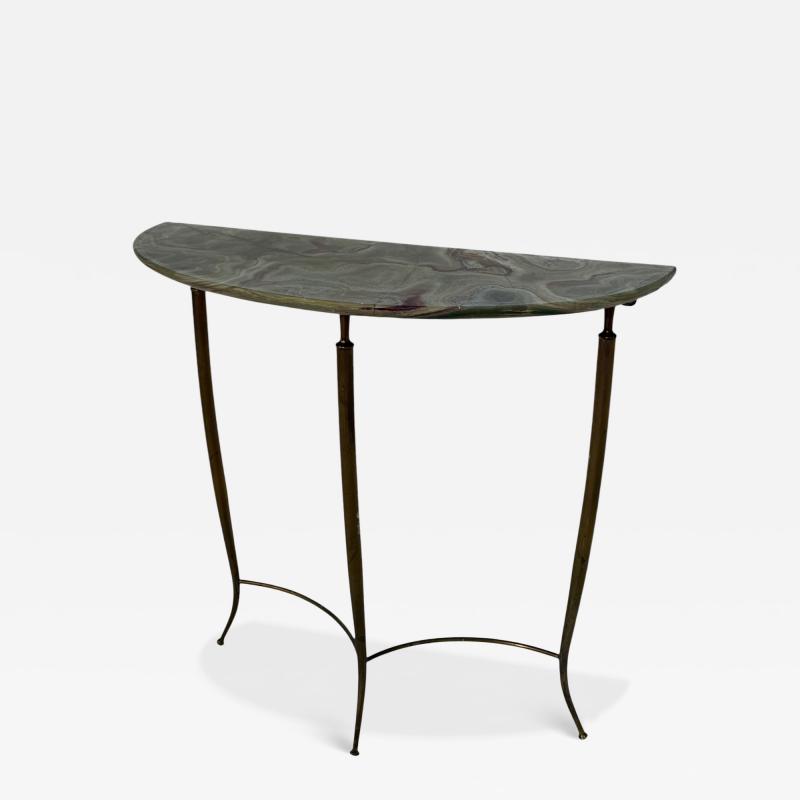 Mid Century Italian Onyx Console Table with Brass Base