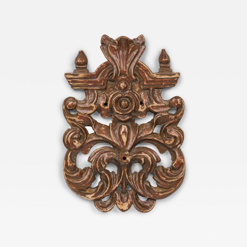 Mid Century Italian Painted and Carved Wood Scroll Wall Applique