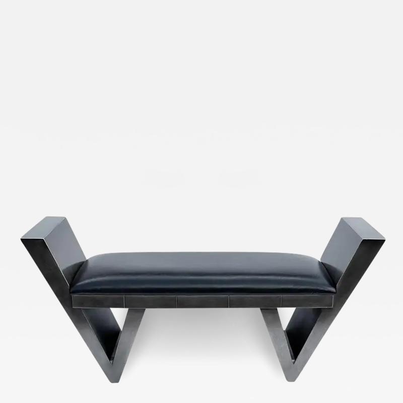 Mid Century Italian Post Modern Bench in Gunmetal and Black Colors