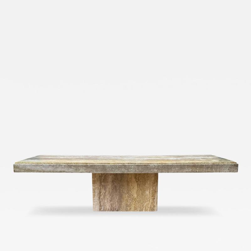 Mid Century Italian Post Modern Travertine Marble Rectangular Cocktail Table