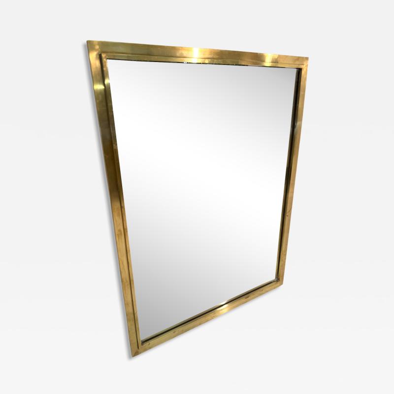 Mid Century Italian Rectangular Mirror with Brass Frame