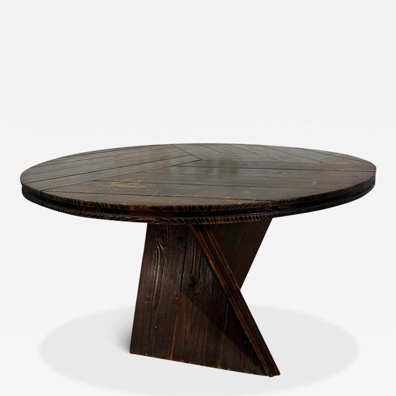 Mid Century Italian Round Wood Dining Table 1970s By Edoardo Landi