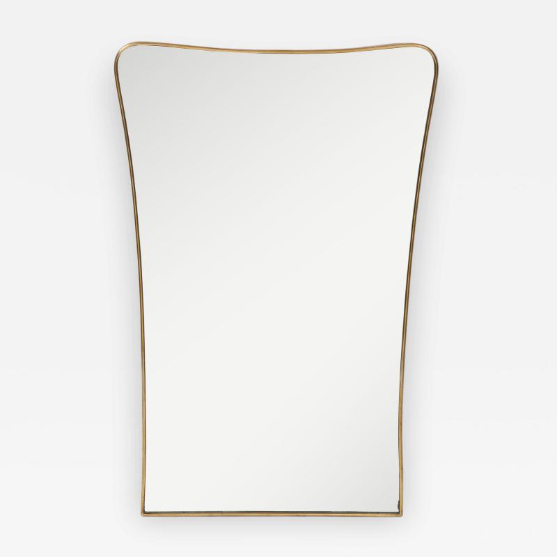 Mid Century Italian Shaped Brass Wall Mirror in Style of Gio Ponti