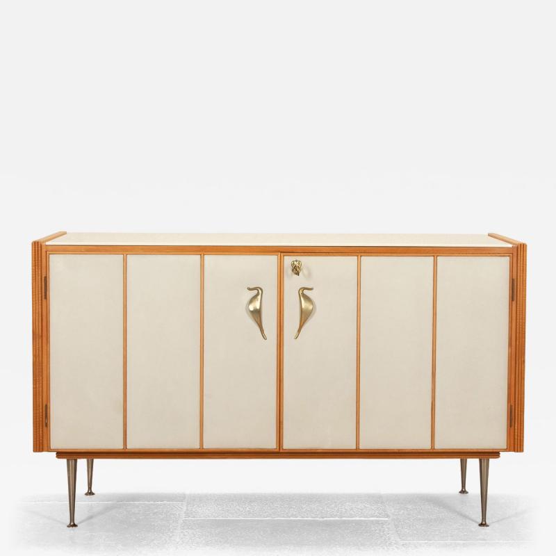 Mid Century Italian Sycamore and Brass Sideboard
