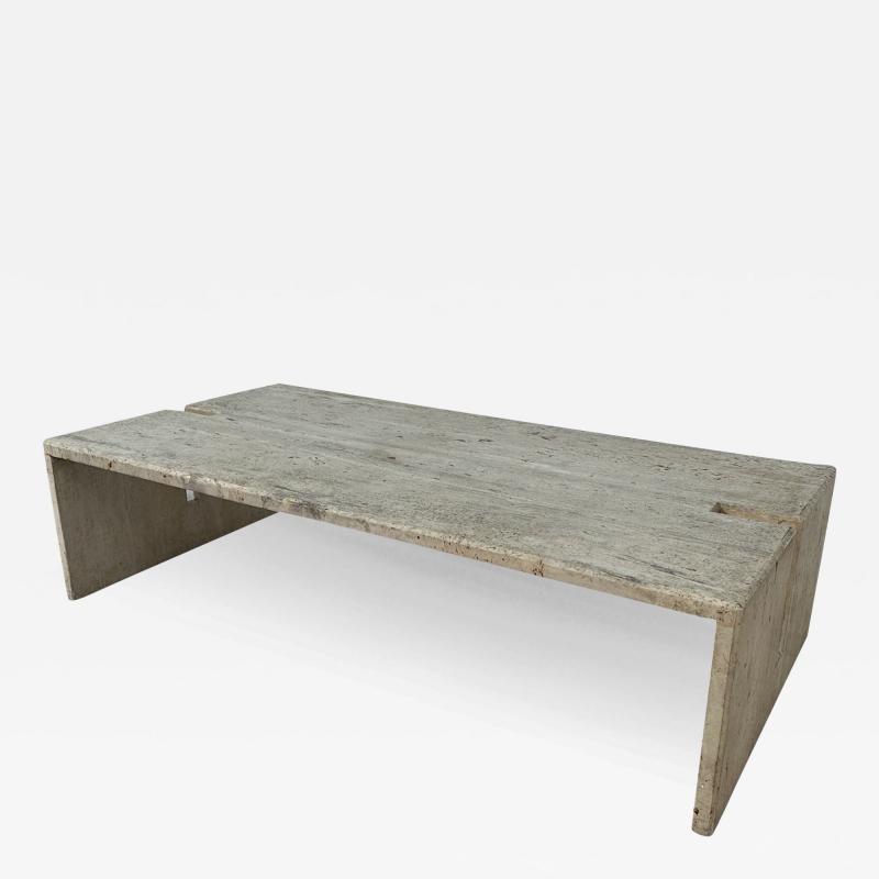 Mid Century Italian Travertine Coffee Table by Studio A 1970s
