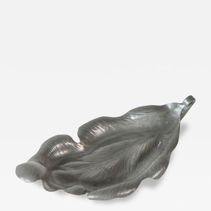 Mid Century Leaf Shaped Vide Poche in Pewter 1960s