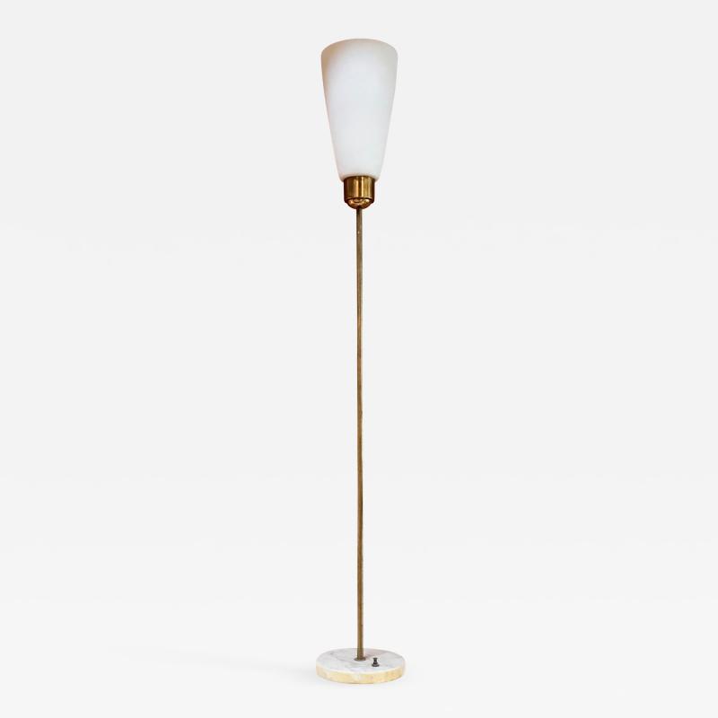 Mid Century Minimal Brass Floor Lamp with Marble Base Italy 1950s