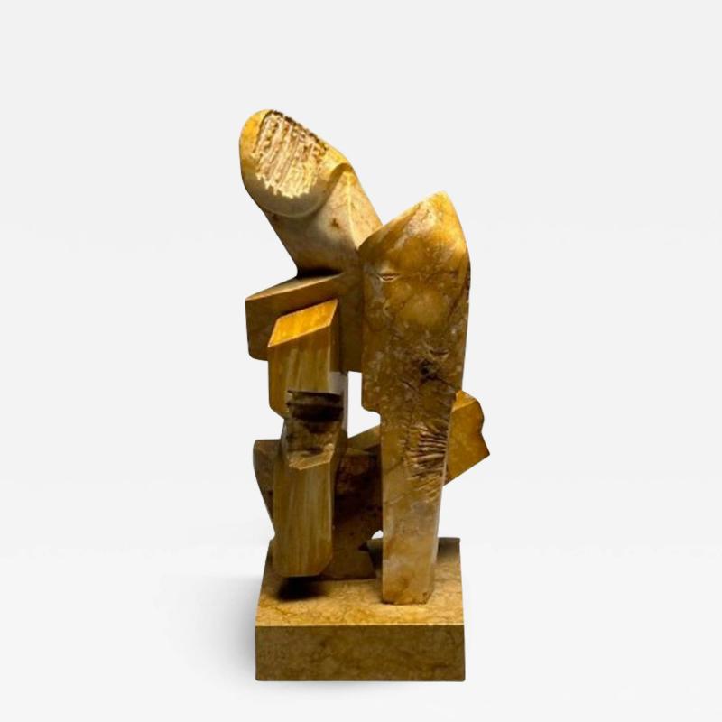 Mid Century Modern Abstract Marble Sculpture Statue Signed and Dated 1983