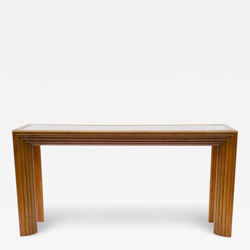 Mid Century Modern Art Deco Pencil Reed Bamboo Console Table or Sofa Table