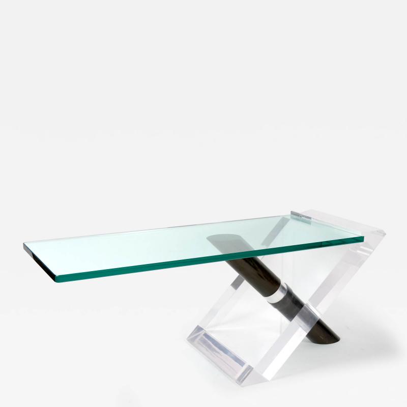 Mid Century Modern Art Deco Style Lucite Glass Lipstick Coffee Table