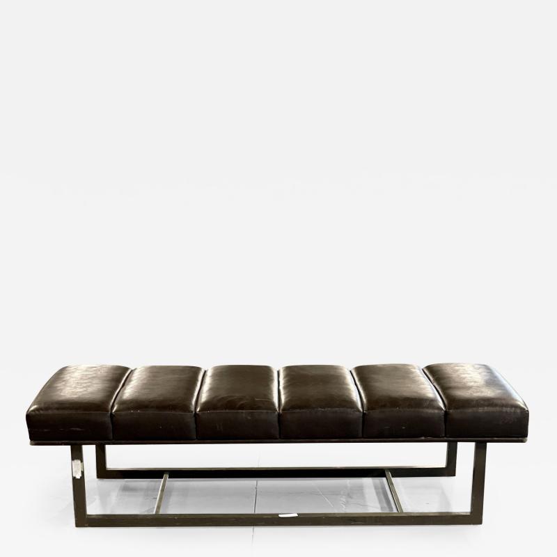Mid Century Modern Bench Ottoman Leather Steel