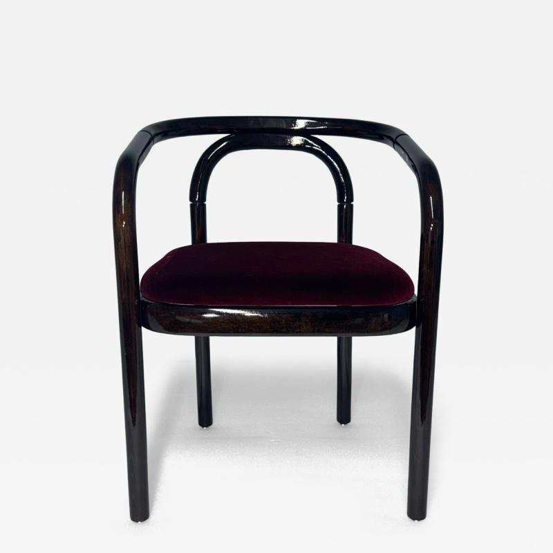 Mid Century Modern Bentwood Chair with Burgundy Velvet Seat