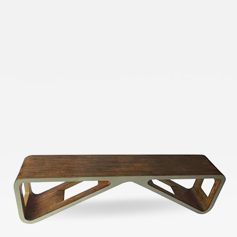 Mid Century Modern Bentwood and Lacquered Bench
