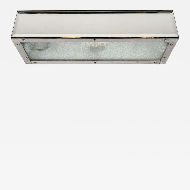 Mid Century Modern Beveled Mirror and Relief Textured Glass Vanity Light