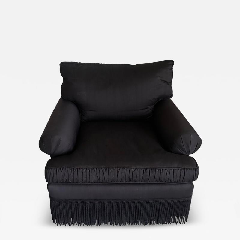 Mid Century Modern Black Down Stuffed Club Chair 1 of a Pair