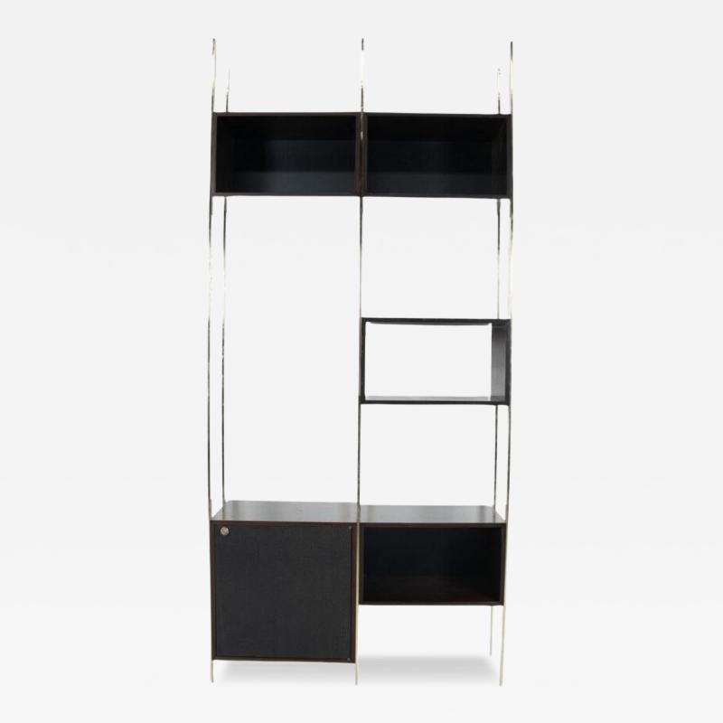 Mid Century Modern Bookcase by Jules Wabbes Wood and Brass 1960s