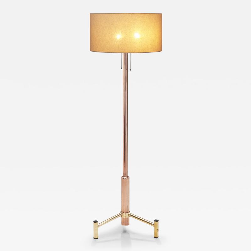 Mid Century Modern Brass Base Floor Lamp Europe circa 1950s