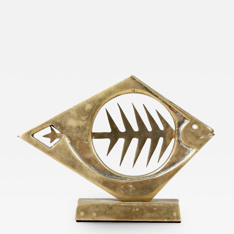 Mid Century Modern Brass Fish Sculpture