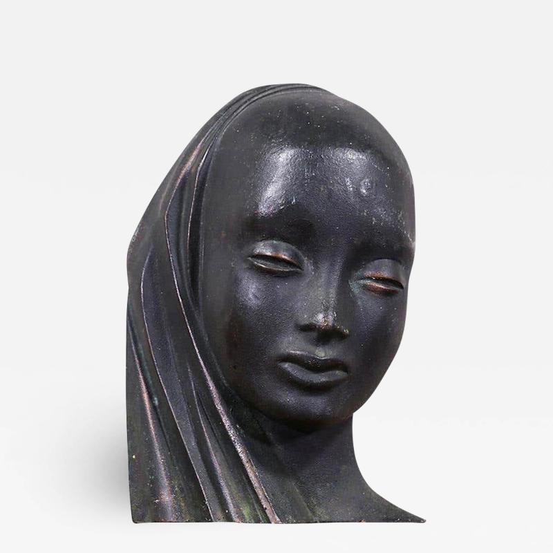 Mid Century Modern Bronze Women Bust Sculpture