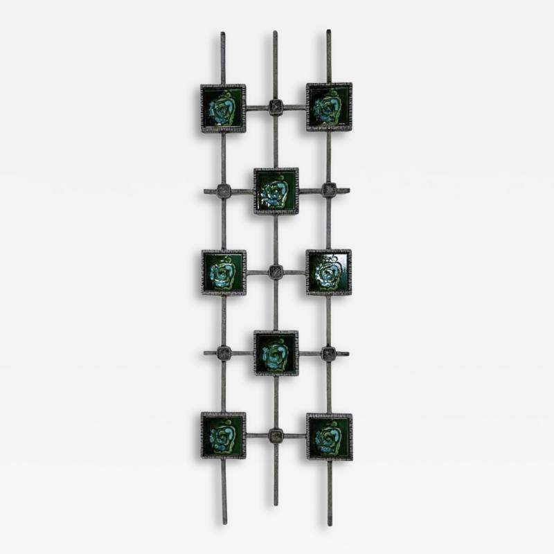 Mid Century Modern Brutalist Wall Sculpture Ceramic and Cast Aluminium 1970s