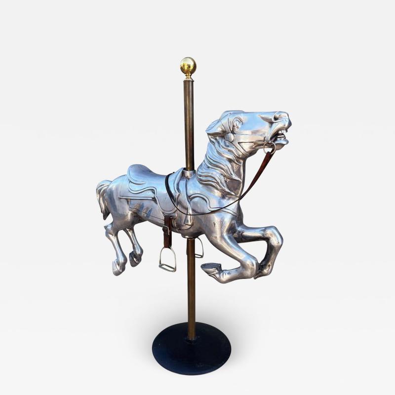 Mid Century Modern Cast Aluminum Mounted Carousel Horse Sculpture Worlds Fair