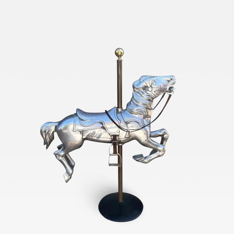 Mid Century Modern Cast Aluminum Mounted Carousel Horse Sculpture Worlds Fair