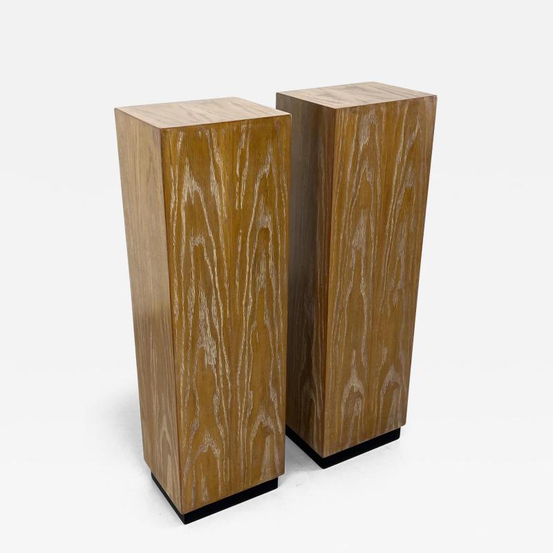 Mid Century Modern Cerused Oak Pedestals Pair