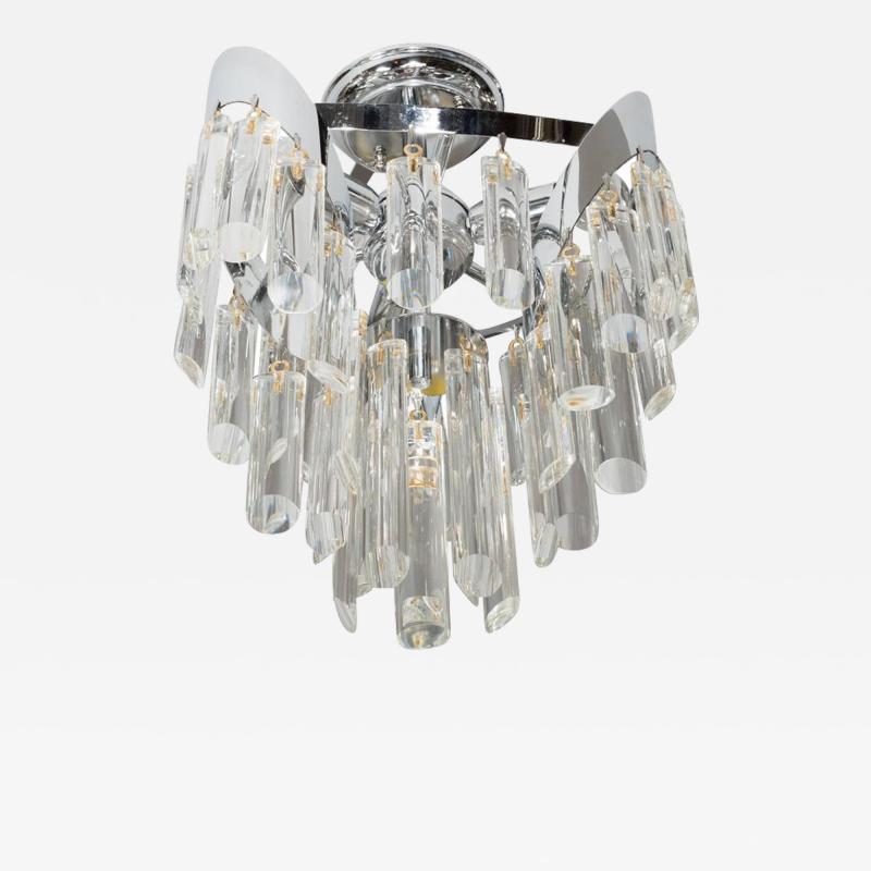 Mid Century Modern Chandelier Chrome Chandelier with Crystal Rods